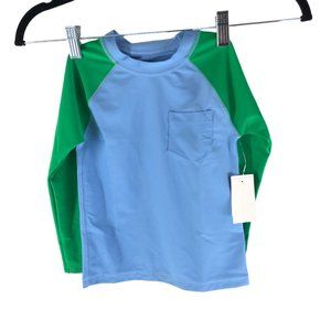 J.Crew Crewcuts Kids Colorblock Rash Guard UPF 50 Blue Green XXS